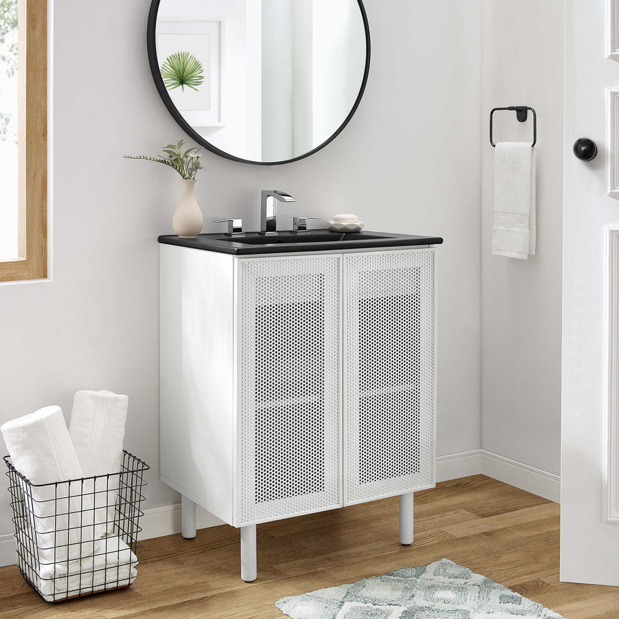 Nash 24" Perforated Metal Bathroom Vanity in Black White