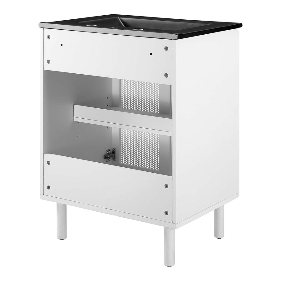 Nash 24" Perforated Metal Bathroom Vanity in Black White
