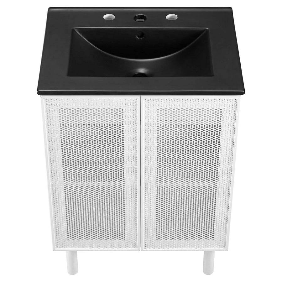 Nash 24" Perforated Metal Bathroom Vanity in Black White