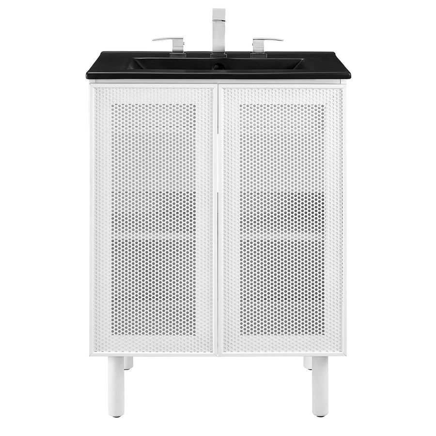 Nash 24" Perforated Metal Bathroom Vanity in Black White