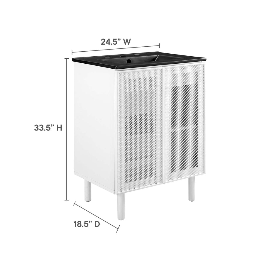 Nash 24" Perforated Metal Bathroom Vanity in Black White