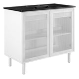 Nash 36" Perforated Metal Bathroom Vanity in Black White