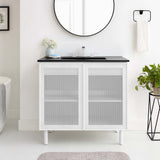 Nash 36" Perforated Metal Bathroom Vanity in Black White