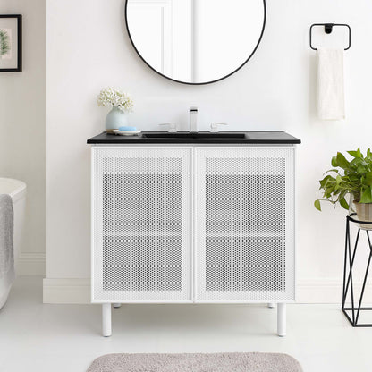 Calla 36" Perforated Metal Bathroom Vanity by Furniture For America