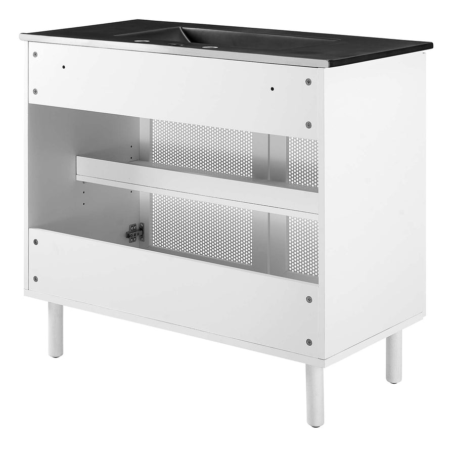 Nash 36" Perforated Metal Bathroom Vanity in Black White