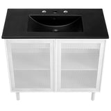 Nash 36" Perforated Metal Bathroom Vanity in Black White