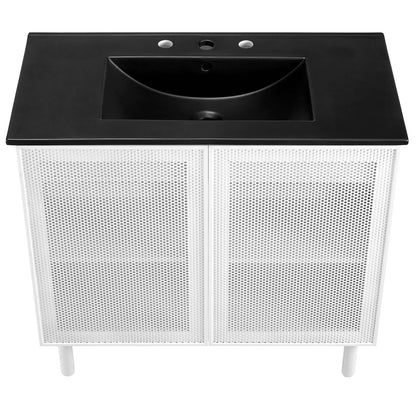 Calla 36" Perforated Metal Bathroom Vanity by Furniture For America