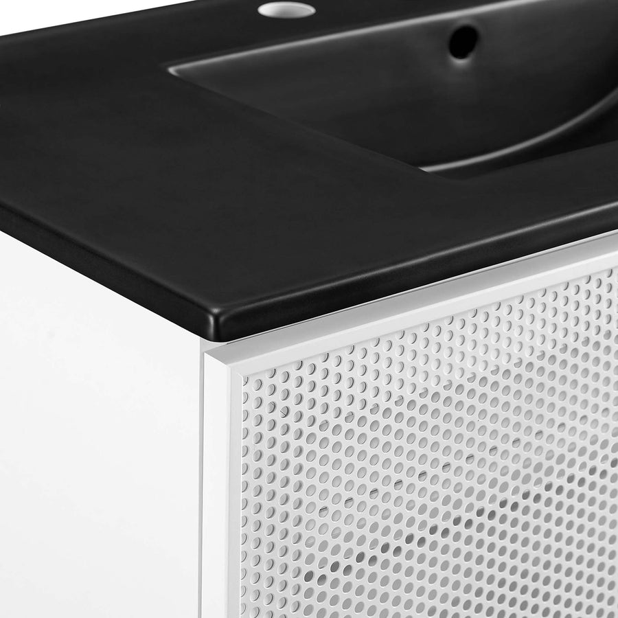 Nash 36" Perforated Metal Bathroom Vanity in Black White