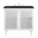 Nash 36" Perforated Metal Bathroom Vanity in Black White