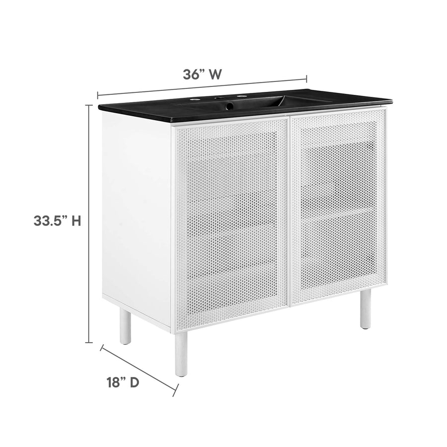 Nash 36" Perforated Metal Bathroom Vanity in Black White