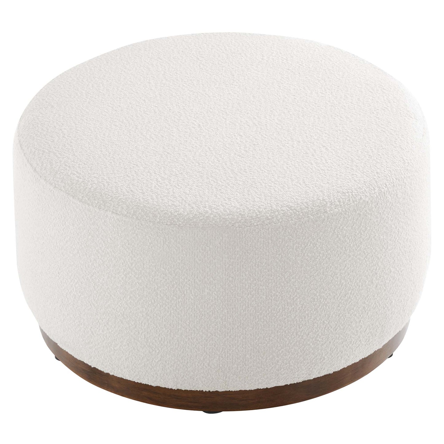 Tilden Large 29" Round Boucle Upholstered Ottoman by Furniture For America