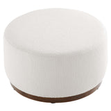 Maple Large 29" Round Boucle Upholstered Ottoman in Cloud Walnut