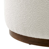 Maple Large 29" Round Boucle Upholstered Ottoman in Cloud Walnut