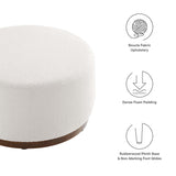 Maple Large 29" Round Boucle Upholstered Ottoman in Cloud Walnut