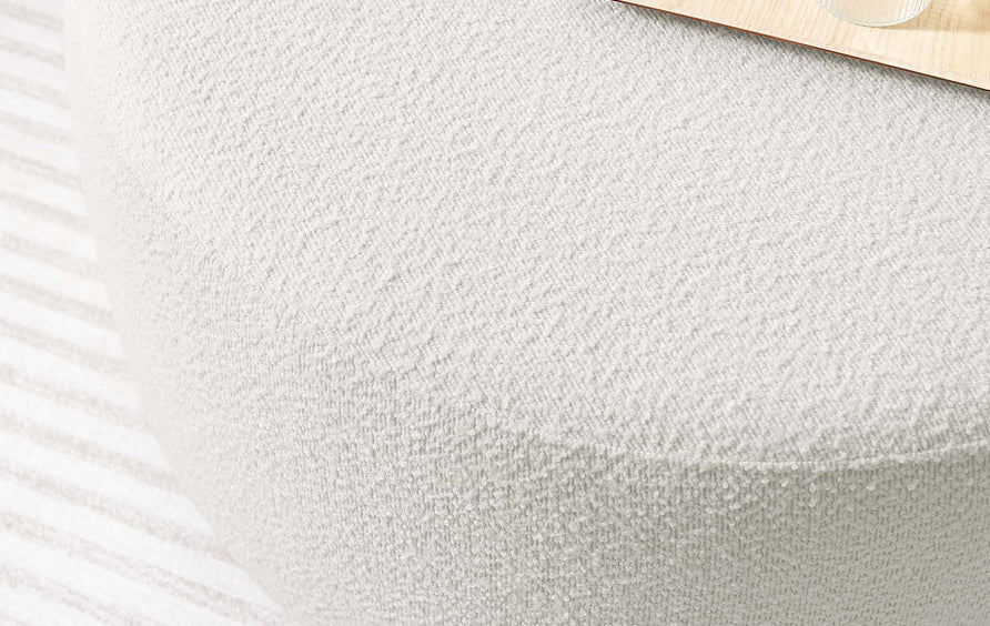 Maple Large 29" Round Boucle Upholstered Ottoman in Cloud Walnut