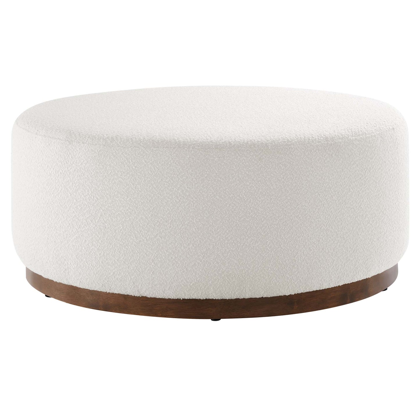 Tilden Large 38" Round Boucle Upholstered Upholstered Ottoman by Furniture For America