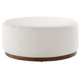 Maple Large 38" Round Boucle Upholstered Upholstered Ottoman in Cloud Walnut
