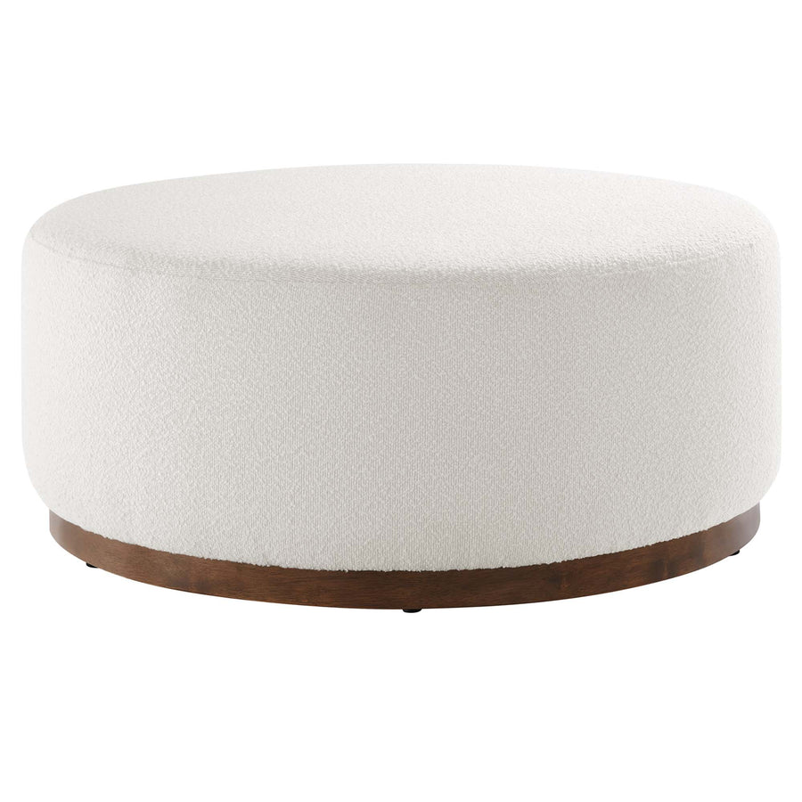 Maple Large 38" Round Boucle Upholstered Upholstered Ottoman in Cloud Walnut