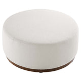 Maple Large 38" Round Boucle Upholstered Upholstered Ottoman in Cloud Walnut