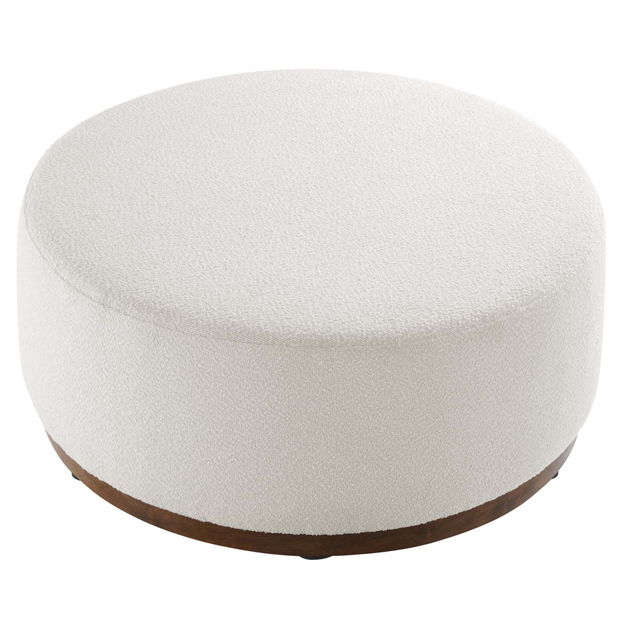 Maple Large 38" Round Boucle Upholstered Upholstered Ottoman in Cloud Walnut