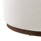 Maple Large 38" Round Boucle Upholstered Upholstered Ottoman in Cloud Walnut