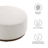 Maple Large 38" Round Boucle Upholstered Upholstered Ottoman in Cloud Walnut