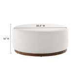 Maple Large 38" Round Boucle Upholstered Upholstered Ottoman in Cloud Walnut
