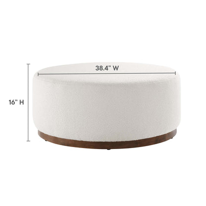 Tilden Large 38" Round Boucle Upholstered Upholstered Ottoman by Furniture For America