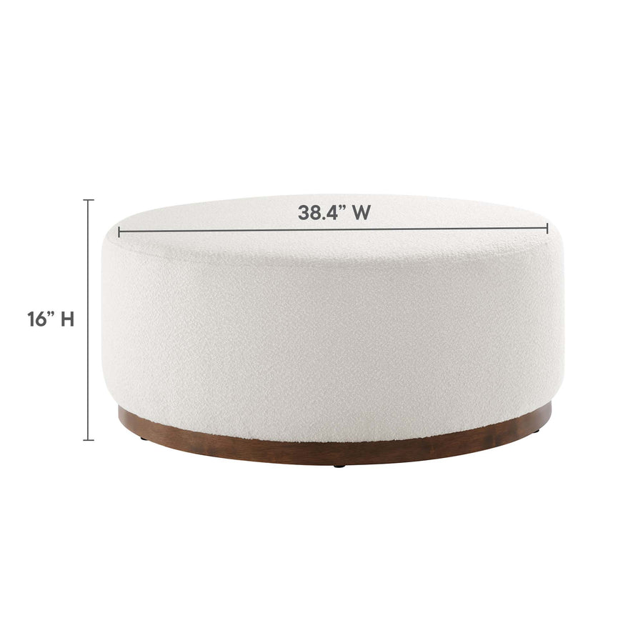 Maple Large 38" Round Boucle Upholstered Upholstered Ottoman in Cloud Walnut