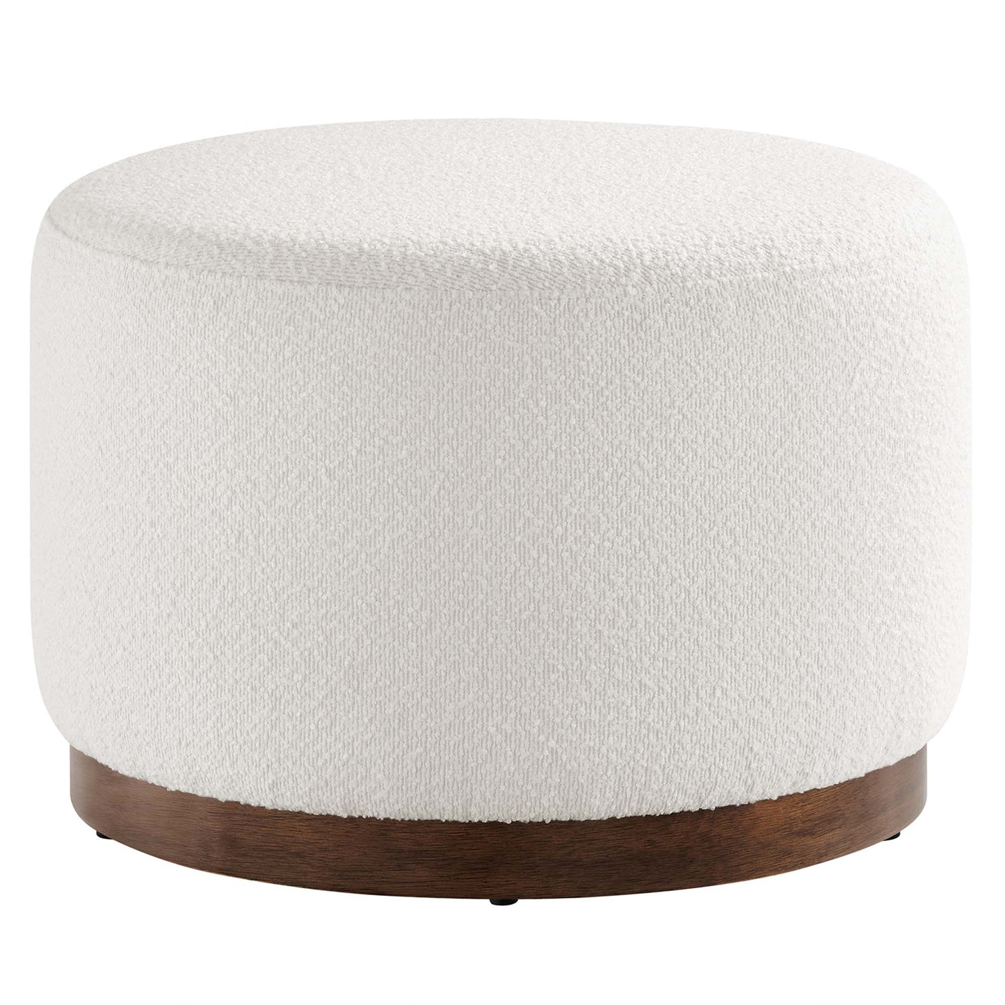 Tilden Large 23" Round Boucle Upholstered Upholstered Ottoman by Furniture For America