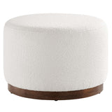 Maple Large 23" Round Boucle Upholstered Upholstered Ottoman in Cloud Walnut