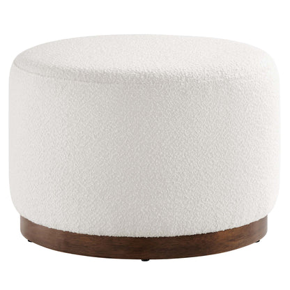 Tilden Large 23" Round Boucle Upholstered Upholstered Ottoman by Furniture For America