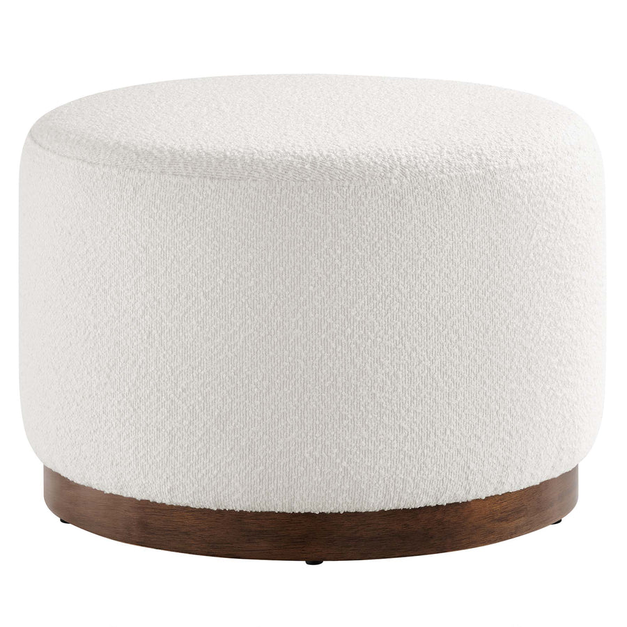 Maple Large 23" Round Boucle Upholstered Upholstered Ottoman in Cloud Walnut