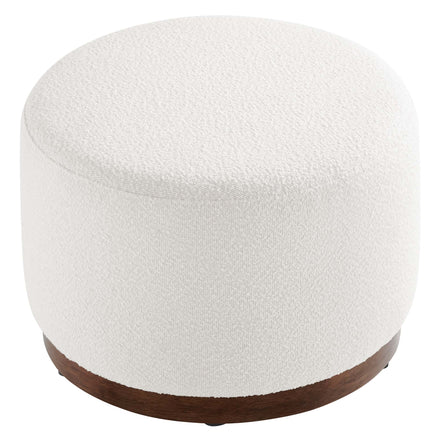 Tilden Large 23" Round Boucle Upholstered Upholstered Ottoman in Cloud Walnut