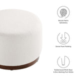 Maple Large 23" Round Boucle Upholstered Upholstered Ottoman in Cloud Walnut