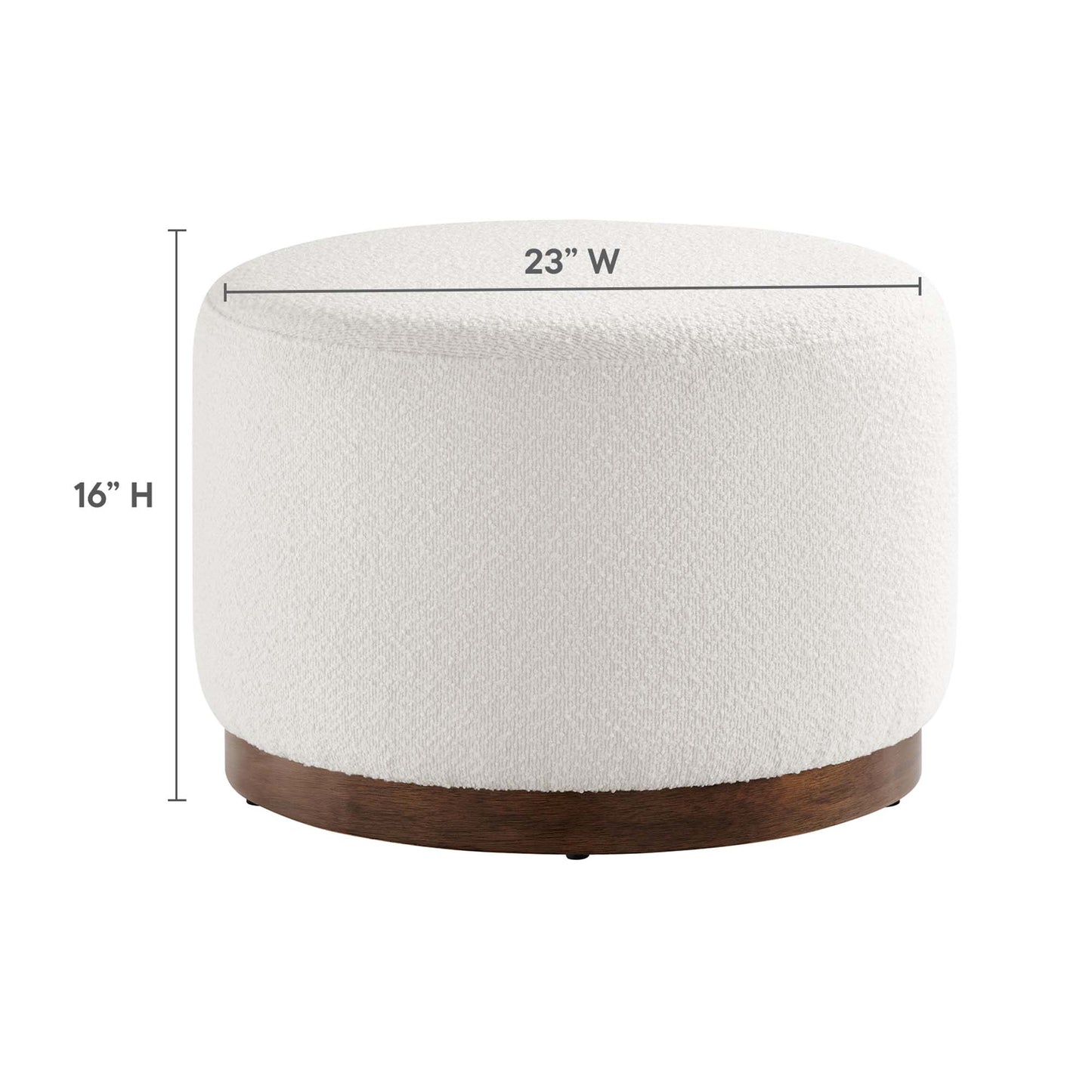 Tilden Large 23" Round Boucle Upholstered Upholstered Ottoman by Furniture For America