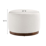 Maple Large 23" Round Boucle Upholstered Upholstered Ottoman in Cloud Walnut