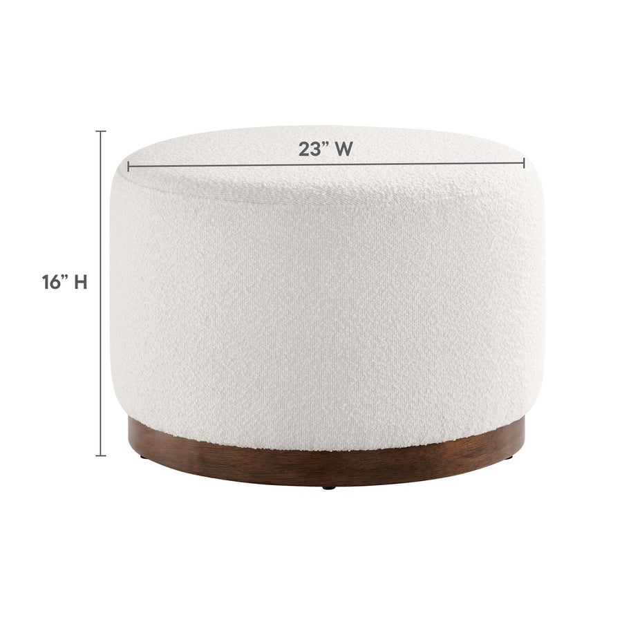 Maple Large 23" Round Boucle Upholstered Upholstered Ottoman in Cloud Walnut