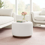 Maple Large 23" Round Boucle Upholstered Upholstered Ottoman in Cloud Walnut