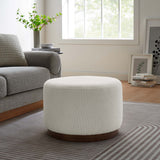 Maple Large 23" Round Boucle Upholstered Upholstered Ottoman in Cloud Walnut