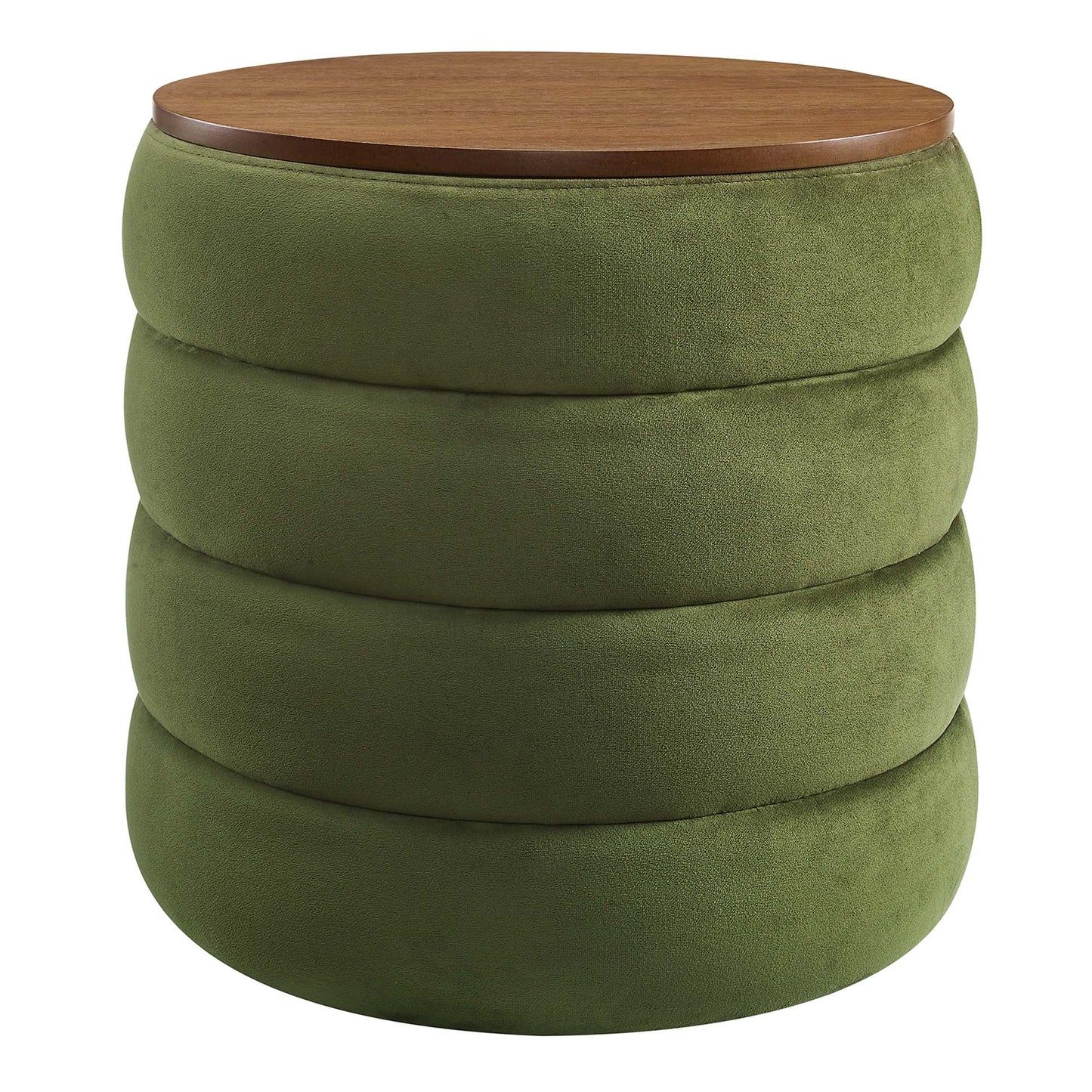 Mezzo Round Performance Velvet Storage Ottoman by Furniture For America
