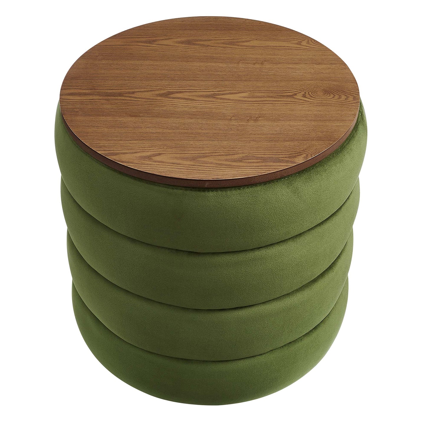 Mezzo Round Performance Velvet Storage Ottoman by Furniture For America