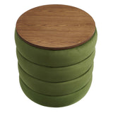 Shuttle Round Performance Velvet Storage Ottoman in Moss Green