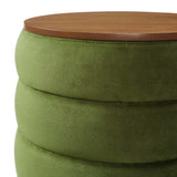 Shuttle Round Performance Velvet Storage Ottoman in Moss Green