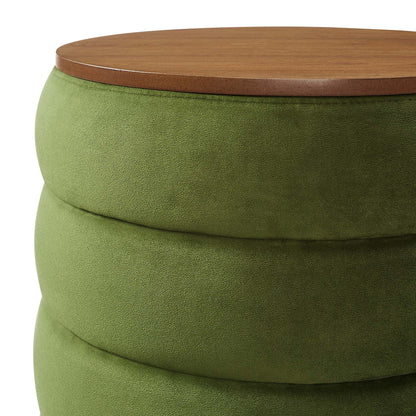 Mezzo Round Performance Velvet Storage Ottoman by Furniture For America