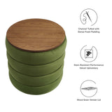 Shuttle Round Performance Velvet Storage Ottoman in Moss Green
