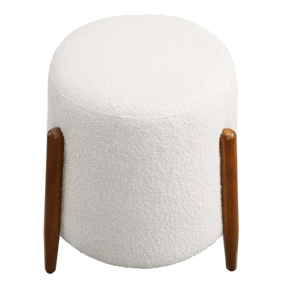 Sneem Upholstered Boucle Fabric Ottoman in Cloud