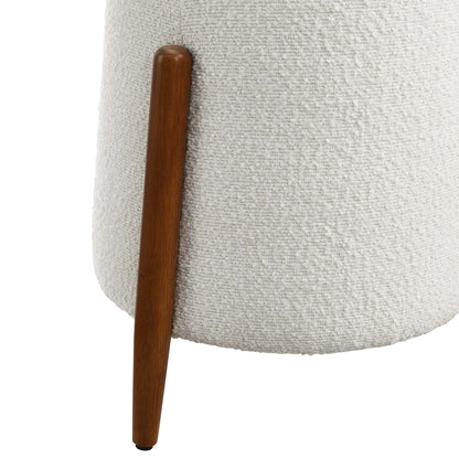 Riven Upholstered Boucle Fabric Ottoman by Furniture For America
