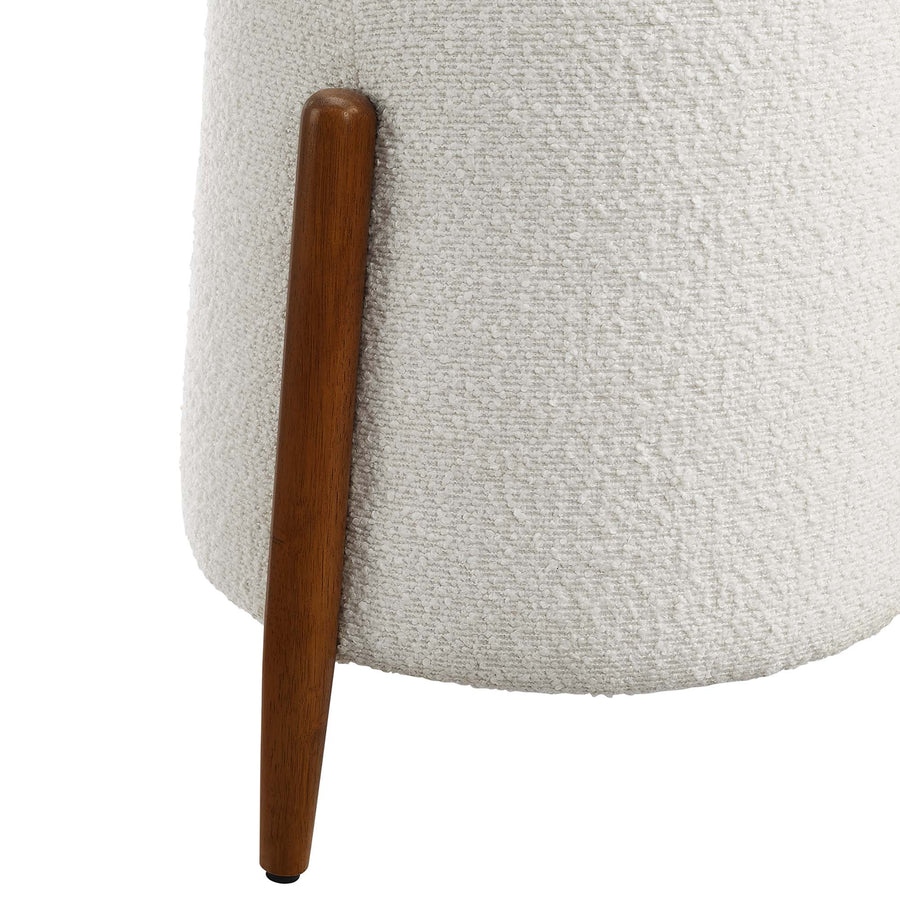 Sneem Upholstered Boucle Fabric Ottoman in Cloud