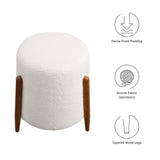Sneem Upholstered Boucle Fabric Ottoman in Cloud